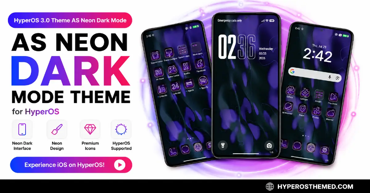 HyperOS 3.0 Theme AS Neon Dark Mode