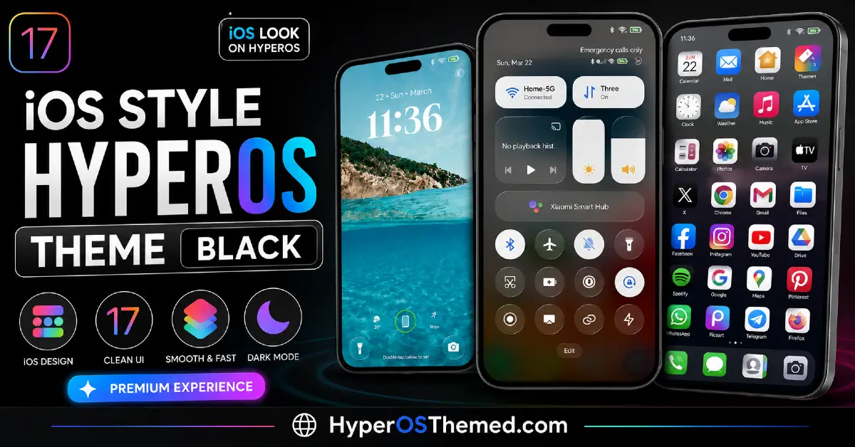 iOS Style HyperOS theme Black for POCO, Xiaomi and Redmi Devices