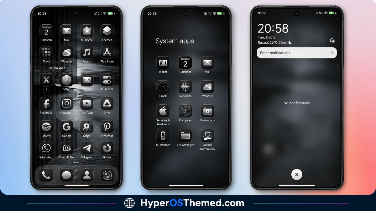 Black Flower HyperOS Theme Best For POCO, Redmi & Xiaomi 1