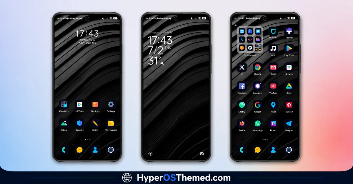 Dark Duo HyperOS Theme with A Clean Business Dark Look for Xiaomi, POCO & Redmi