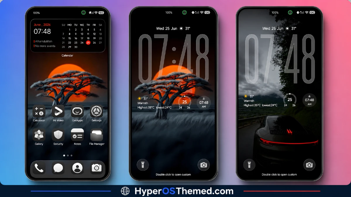 Dark HOS3 HyperOS Theme with Premium AMOLED Minimalist Look for Xiaomi, POCO & Redmi 2