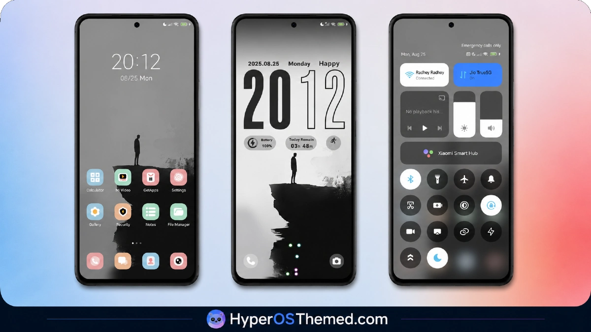Edge HyperOS Theme Xiaomi With Minimalist Mountain Silhouette Design for HyperOS 1
