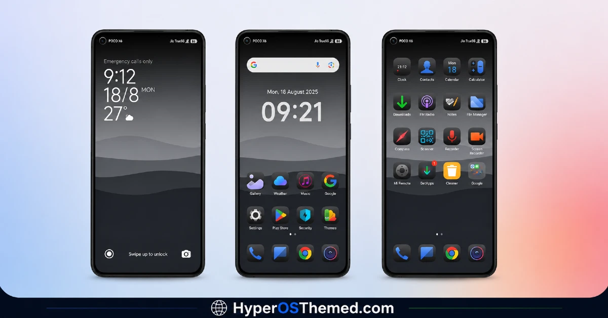 FillDark04 HyperOS Theme with Premium Minimal Black Icons for Xiaomi, Redmi And POCO