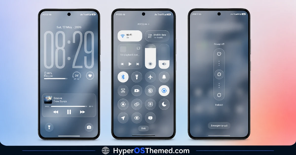 Glass 26M HyperOS Theme for Xioami, redmi and POCO 2