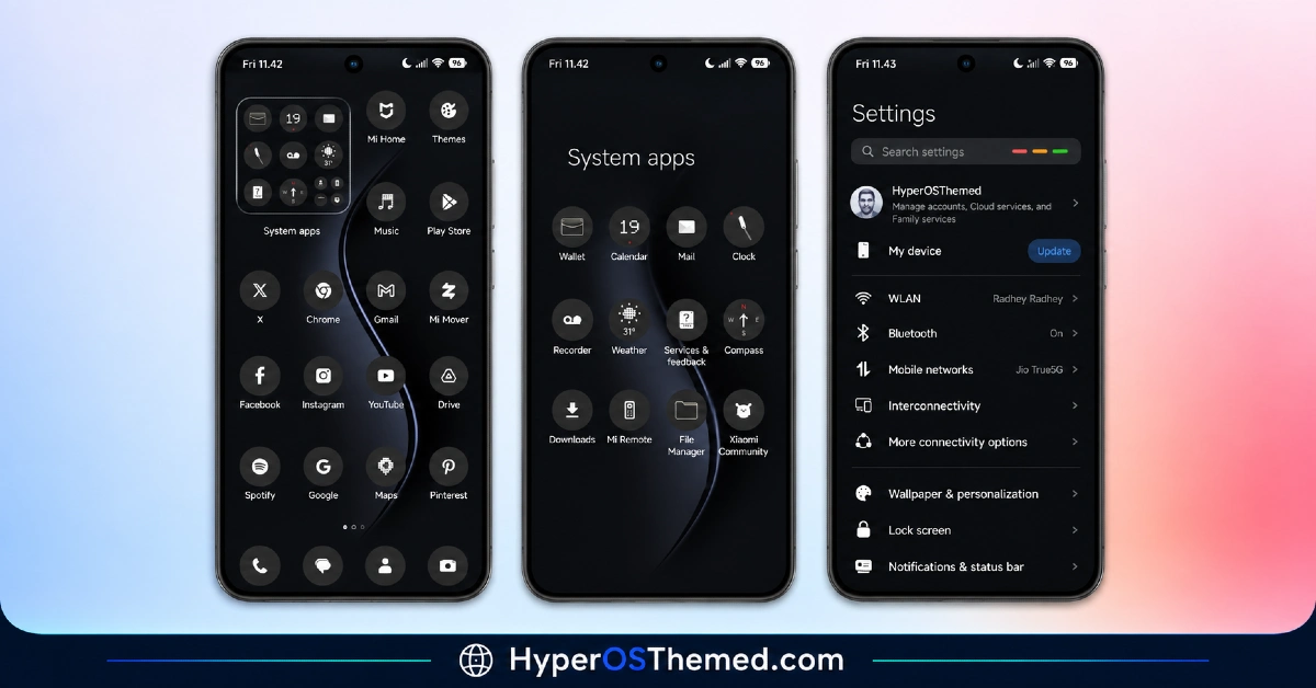 HyperBlack HyperOS Theme with Pitch-Black Minimalism for Xiaomi, POCO & Redmi