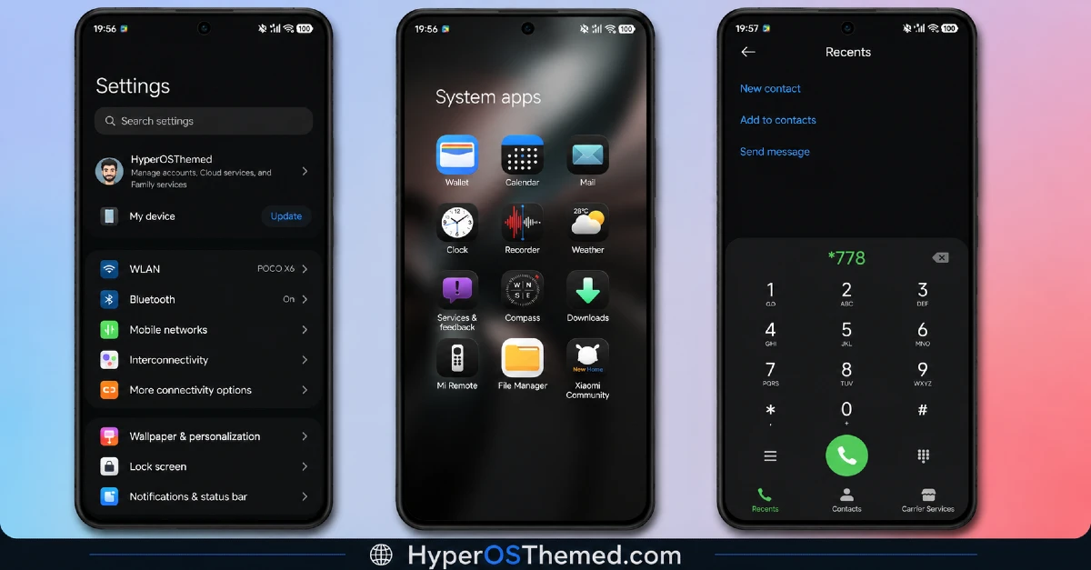 HyperH3 HyperOS Theme with Premium Black Icon Dynamic lock screen for Xiaomi, Redmi and POCO