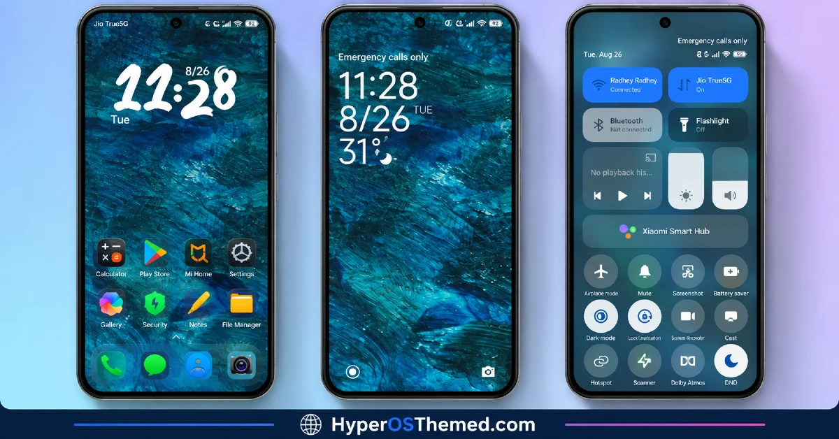 Moon Glass HyperOS Theme with Premium Abstract Teal Glass Design for Xiaomi, POCO & Redmi 1