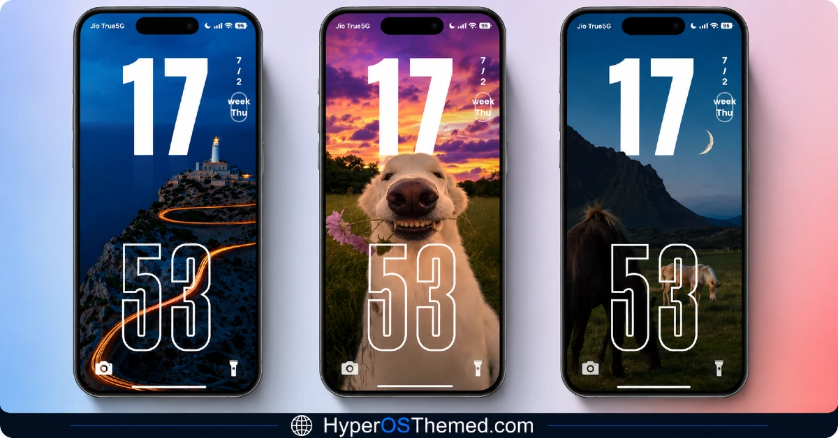 Moshyper HyperOS Theme with Oversized Clock and Warm Colors for Xiaomi, POCO & Redmi 2
