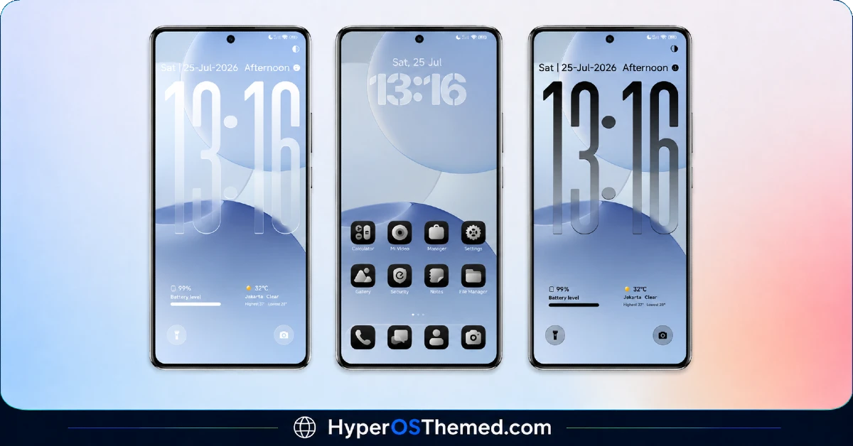 OX B1 HyperOS Theme with Premium Blue Glass Theme For Xiaomi, POCO & Redmi