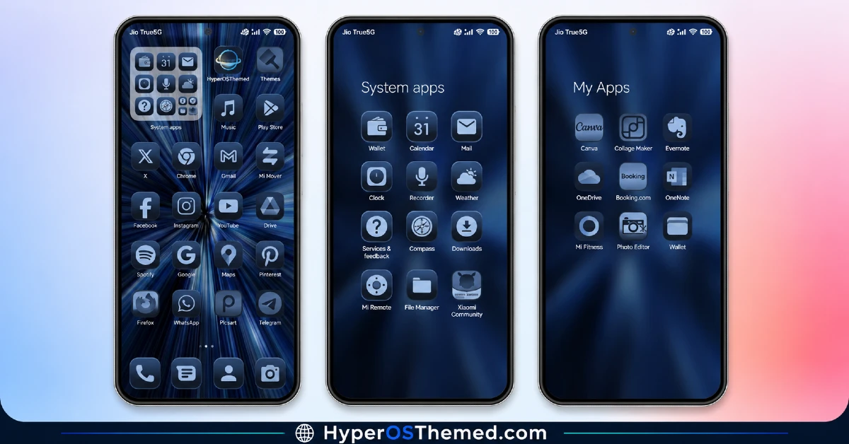 Pure Blue HyperOS Theme with Deep Space Vortex Design for Xiaomi, POCO & Redmi 2