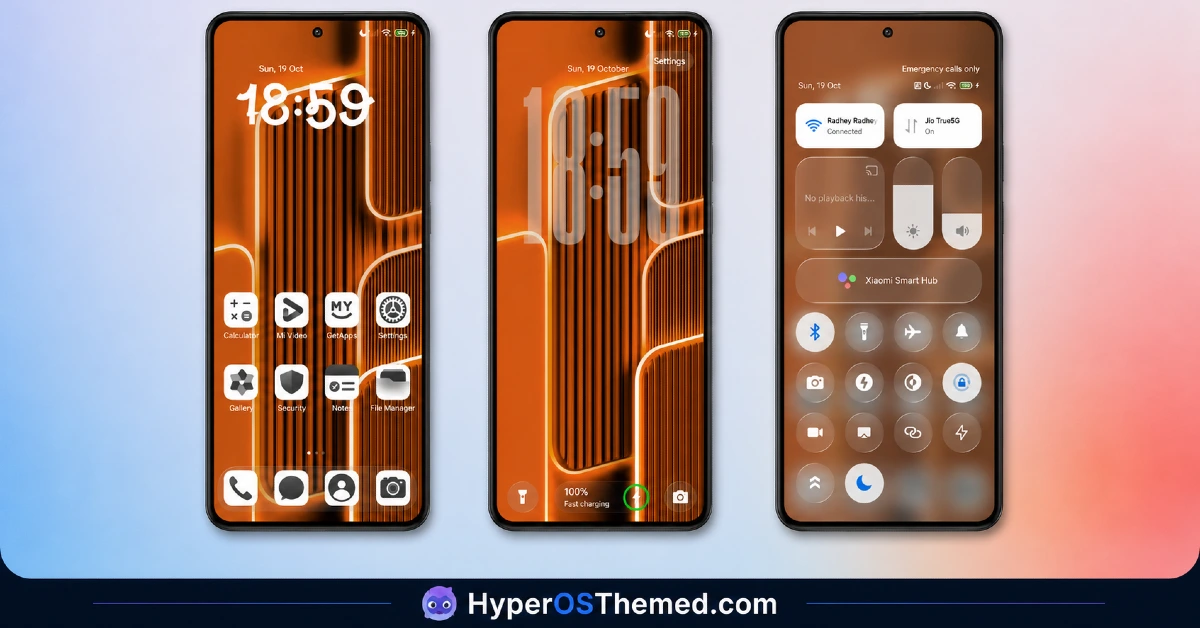 TronM HyperOS Theme with Vibrant Orange Neon Design for Xiaomi & Redmi 1