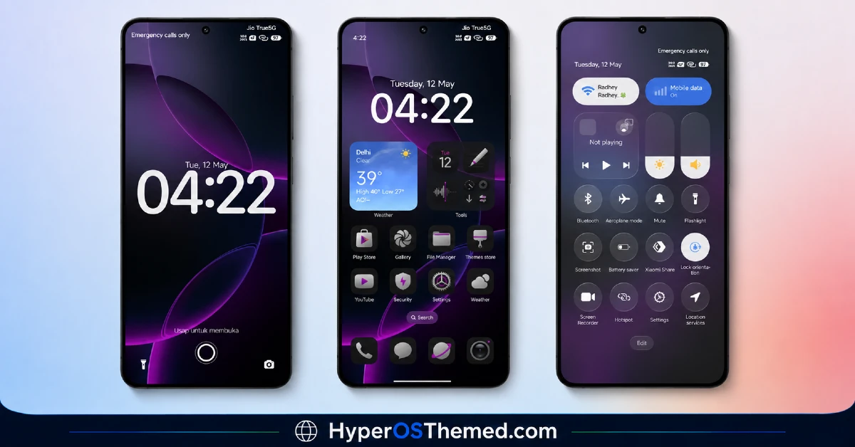 Ungu Hitam HyperOS theme for xiaomi redmi and poco