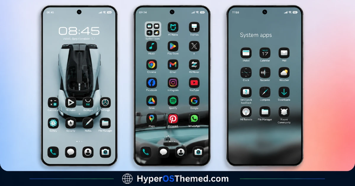 Xiaomi Vision GT HyperOS Theme with 3D visuals, Sharp HD icons 3
