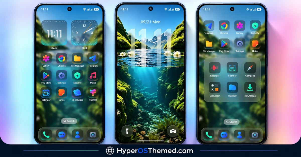Aquarel HyperOS Theme with Aquatic Glassmorphism Look for Xiaomi, POCO, Redmi 2