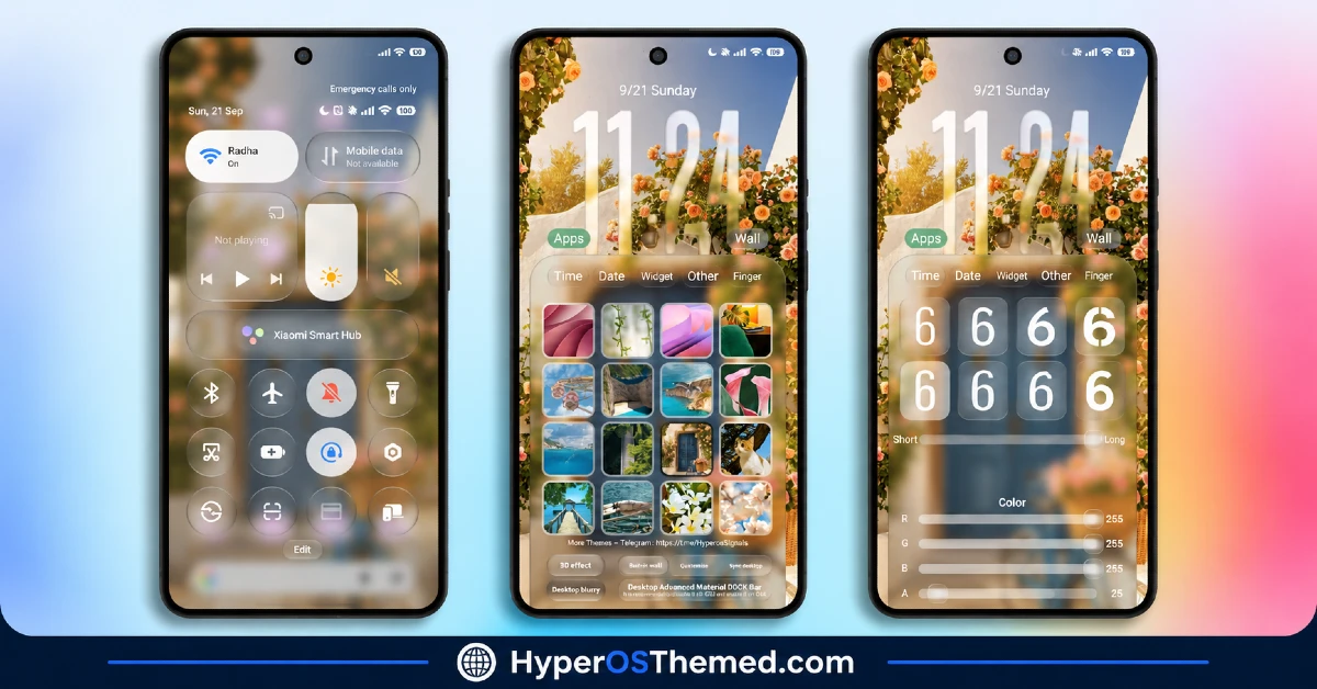 FiftyK HyperOS Theme ~ Floral Mediterranean Look with RGB Clock Control for Xiaomi, POCO, Redmi 1