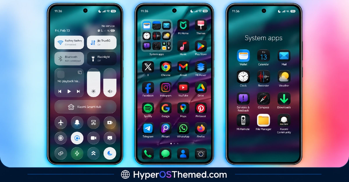 HyperV3 Theme with Glossy Black Icons and Dynamic Lock Screen for HyperOS 1