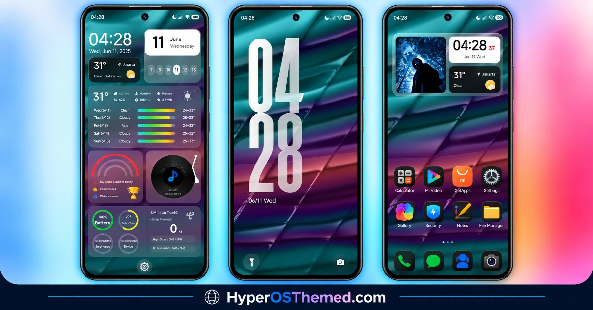 HyperV3 Theme with Glossy Black Icons and Dynamic Lock Screen for HyperOS 3