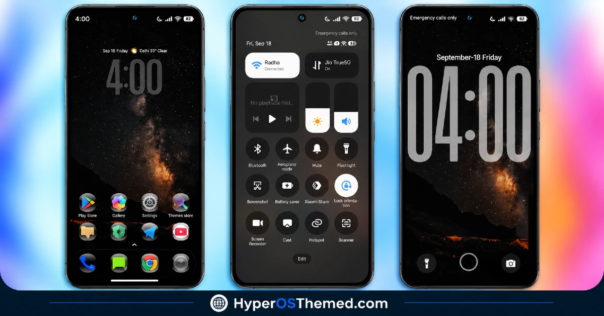 Nebula Noir HyperOS Theme – Animated Lock Screen with Liquid Glass Icons for Xiaomi, POCO, Redmi 1