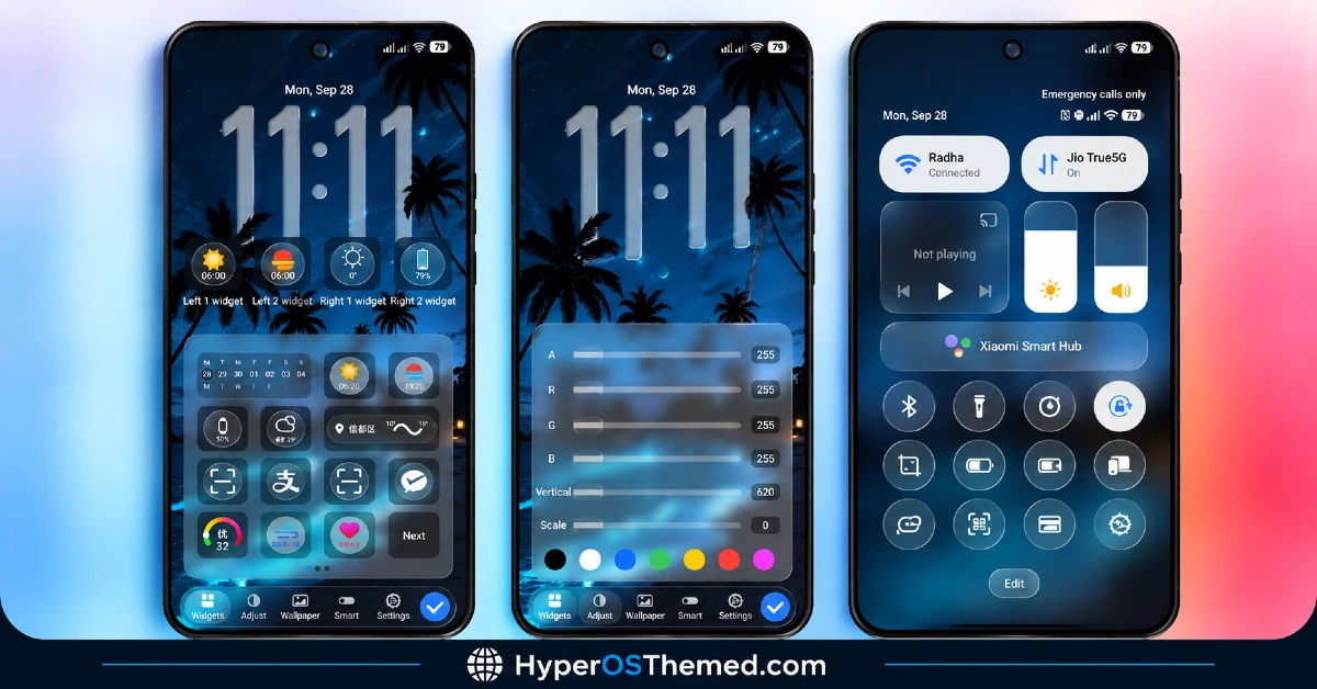 OPBNB HyperOS Theme with 3D Depth Overlay Effects and Translucent Control Center 1