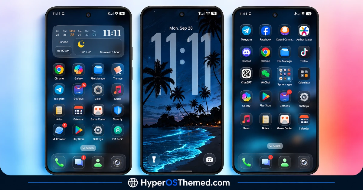 OPBNB HyperOS Theme with 3D Depth Overlay Effects and Translucent Control Center