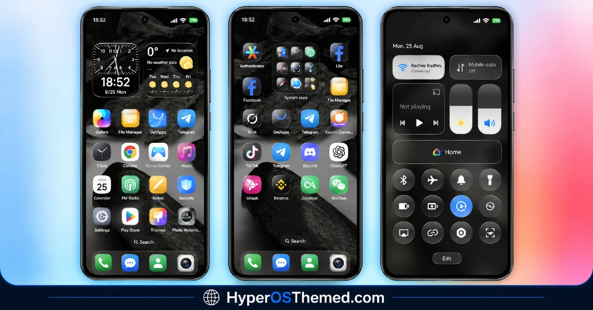 OX G4 HyperOS Theme with Premium Lock-screen Clock and Translucent Glass Icons for Xiaomi, POCO and REDMI Phones 2