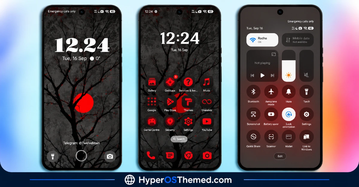 Red Moon HyperOS Theme ~ Red-Toned Dark One UI Style for Xiaomi, POCO, Redmi
