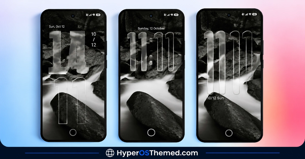 TOP VK HyperOS Theme with Liquid Glass Clock Numerals, 3D Dark Icons, and a Frosted Glass Control Center 1