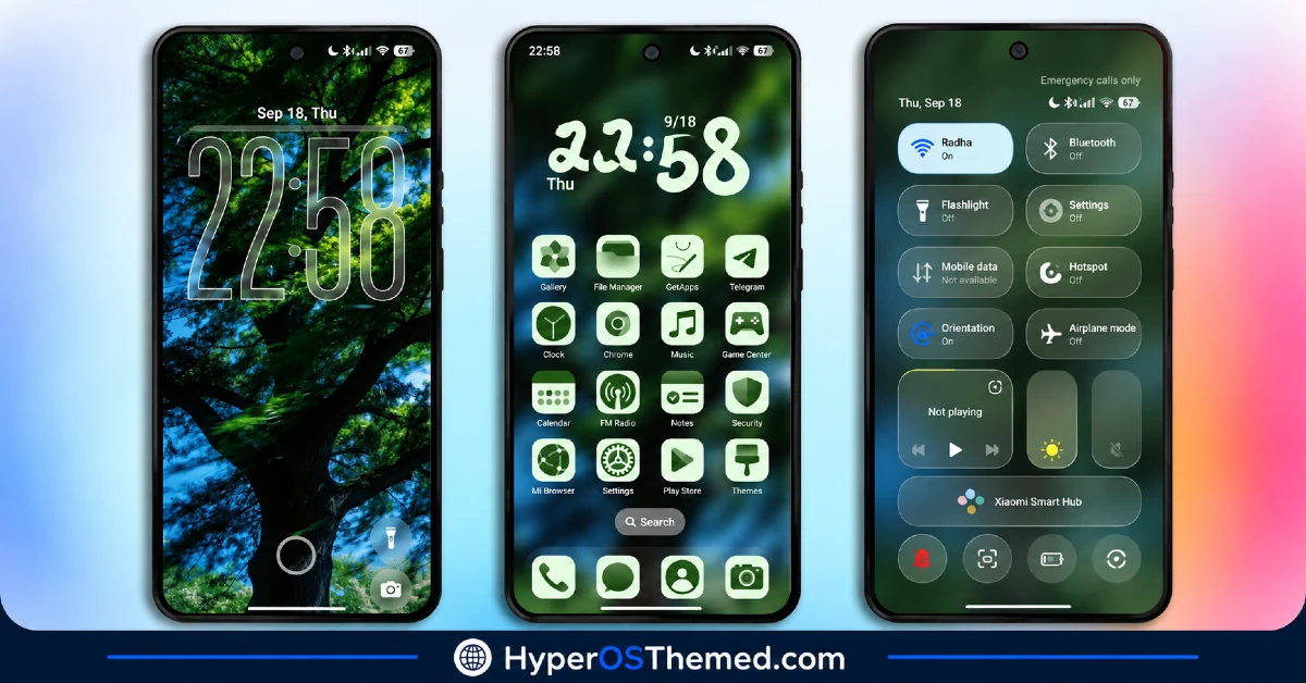 Verdant HyperOS Theme with Lush Green Depth Effect Lock Screen for Xiaomi, POCO, Redmi 2