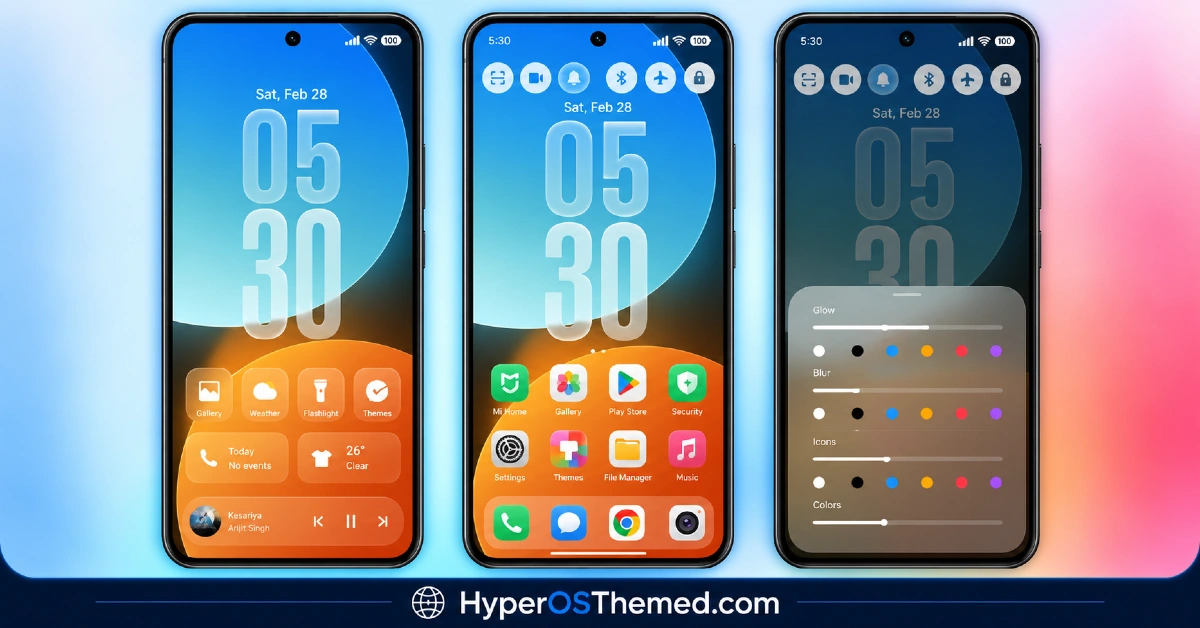 Vibgyor HyperOS Theme with Depth Effect Wallpapers, Redesigned Lock Screen for Xiaomi, POCO and REDMI 3