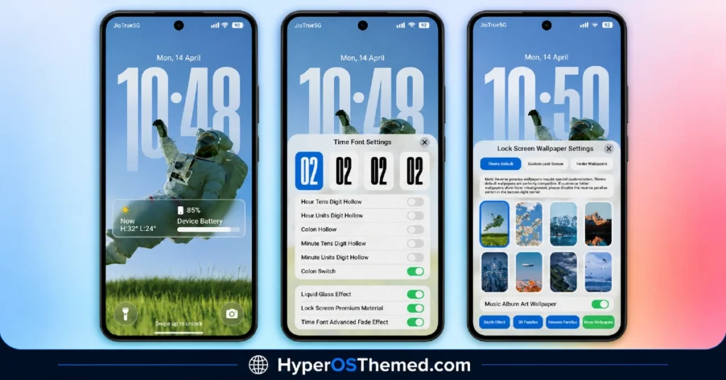 Vibria HyperOS Theme Customizable Glass Clock, Nature Wallpapers, Liquid Glass UI 2