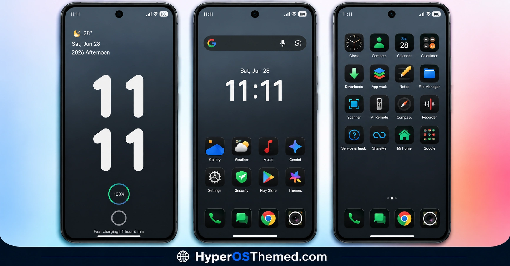ColorV16 HyperOS Theme with Dark AMOLED UI, Neon Clock and Circular Icons 1