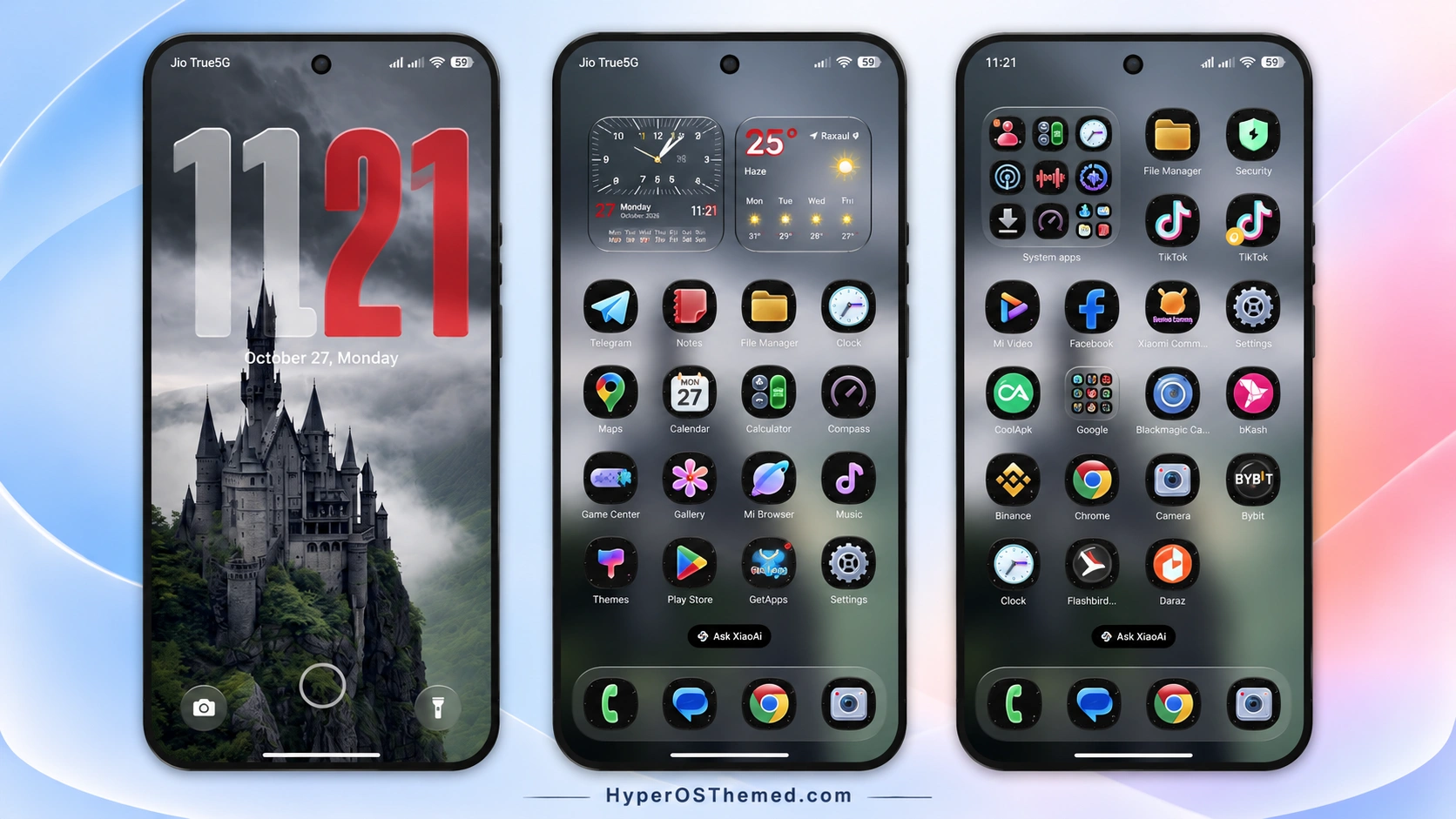 Glossix HyperOS Theme with Dark Glossy Icons and Advanced Lockscreen Customisation for Xiaomi, Redmi and POCO