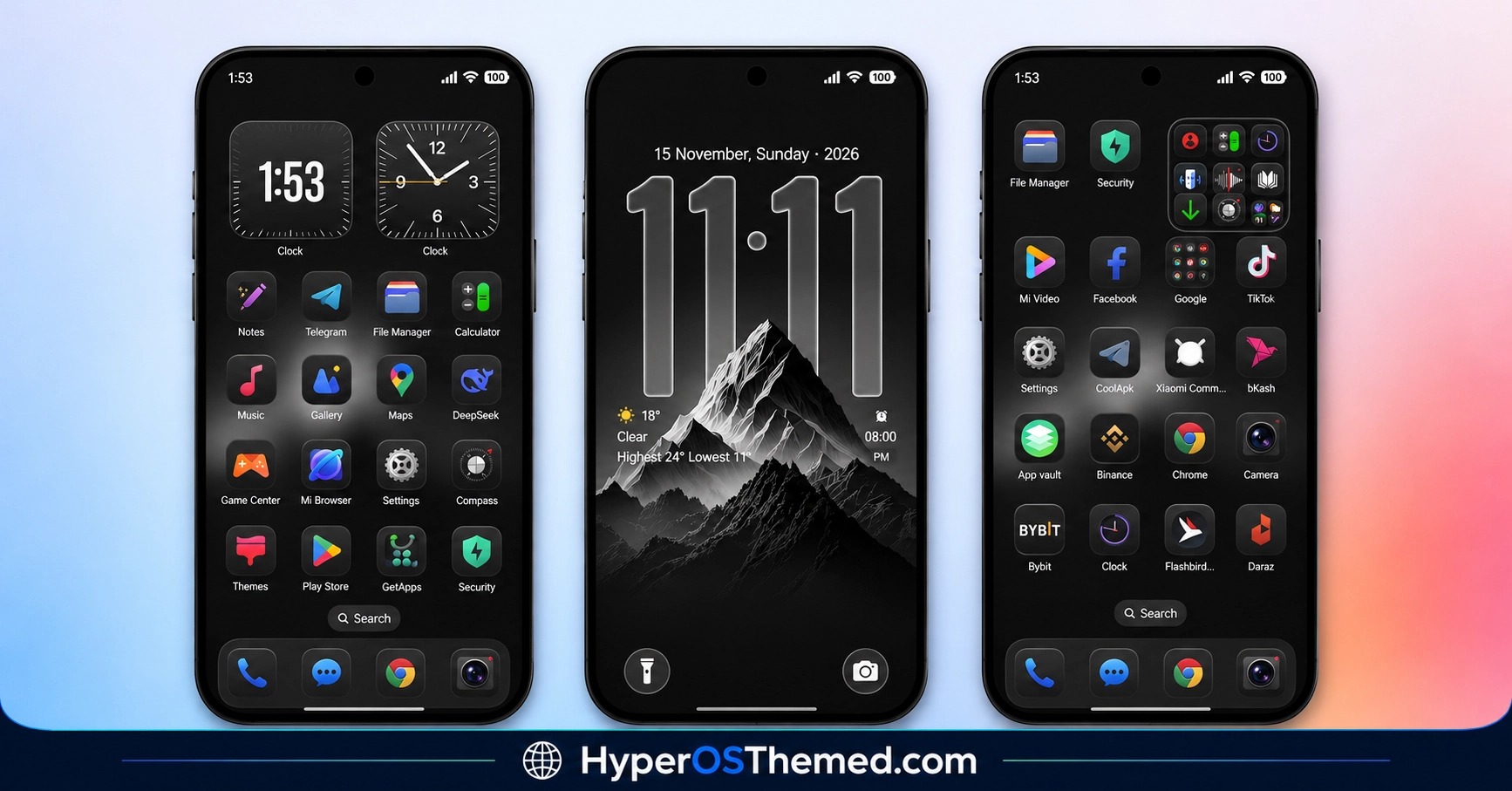 PEPE HyperOS Theme with Dark Mountain Wallpapers and Advanced Lock Screen Customisation 2