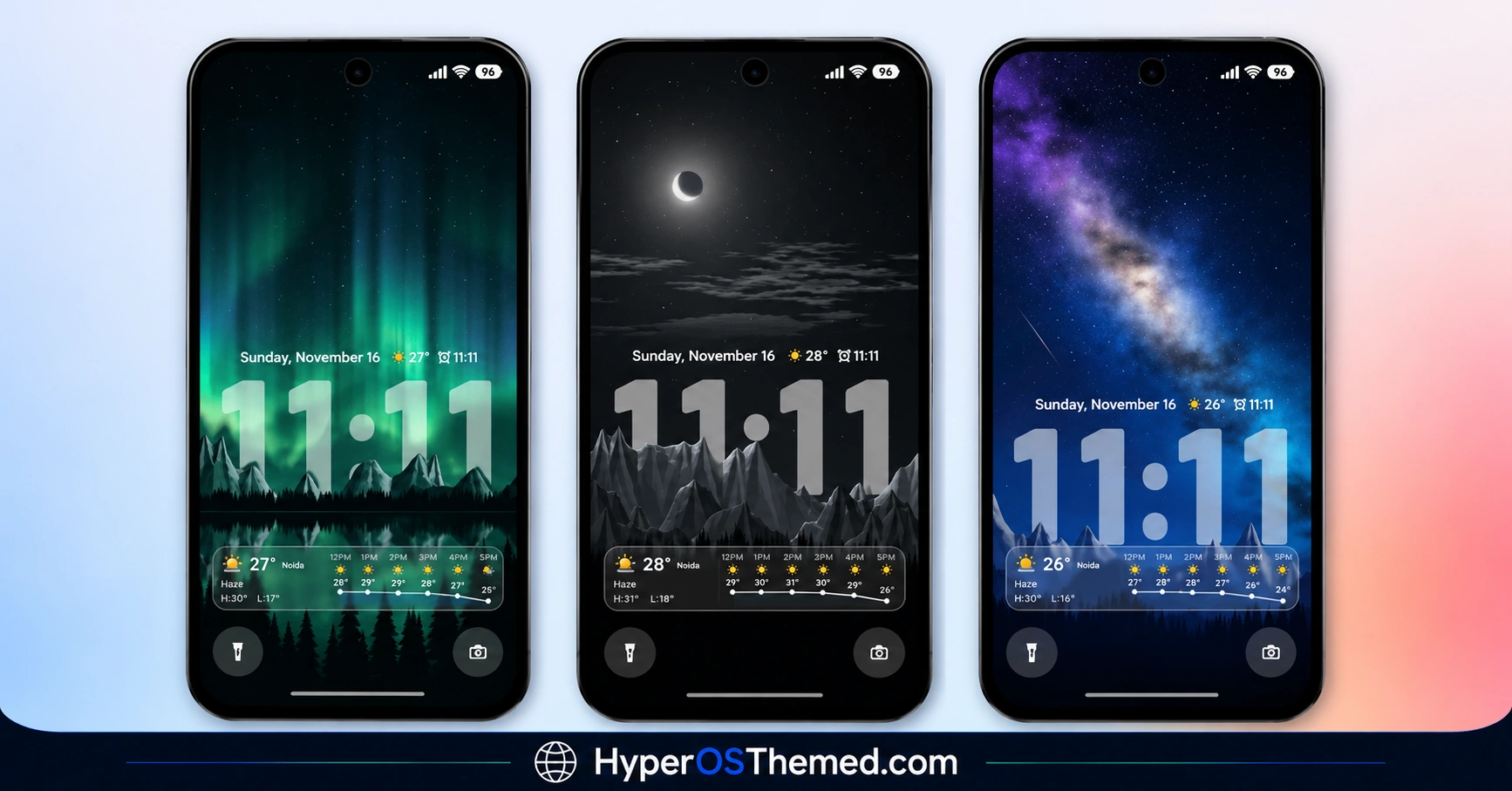 Real Glass HyperOS Theme with Blue Glass Icons and Depth Effect Lock Screen for Xiaomi, Redmi and POCO 2