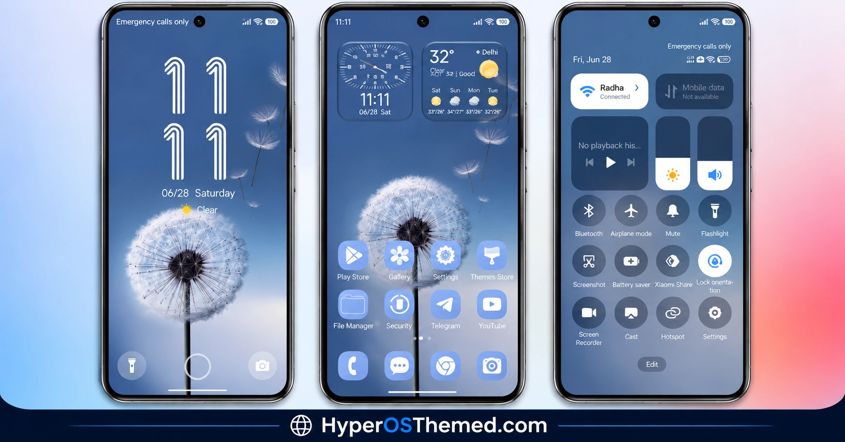 VK Blue Bloom HyperOS Theme With Blue Gradient Wallpapers For Xiaomi, Redmi and POCO
